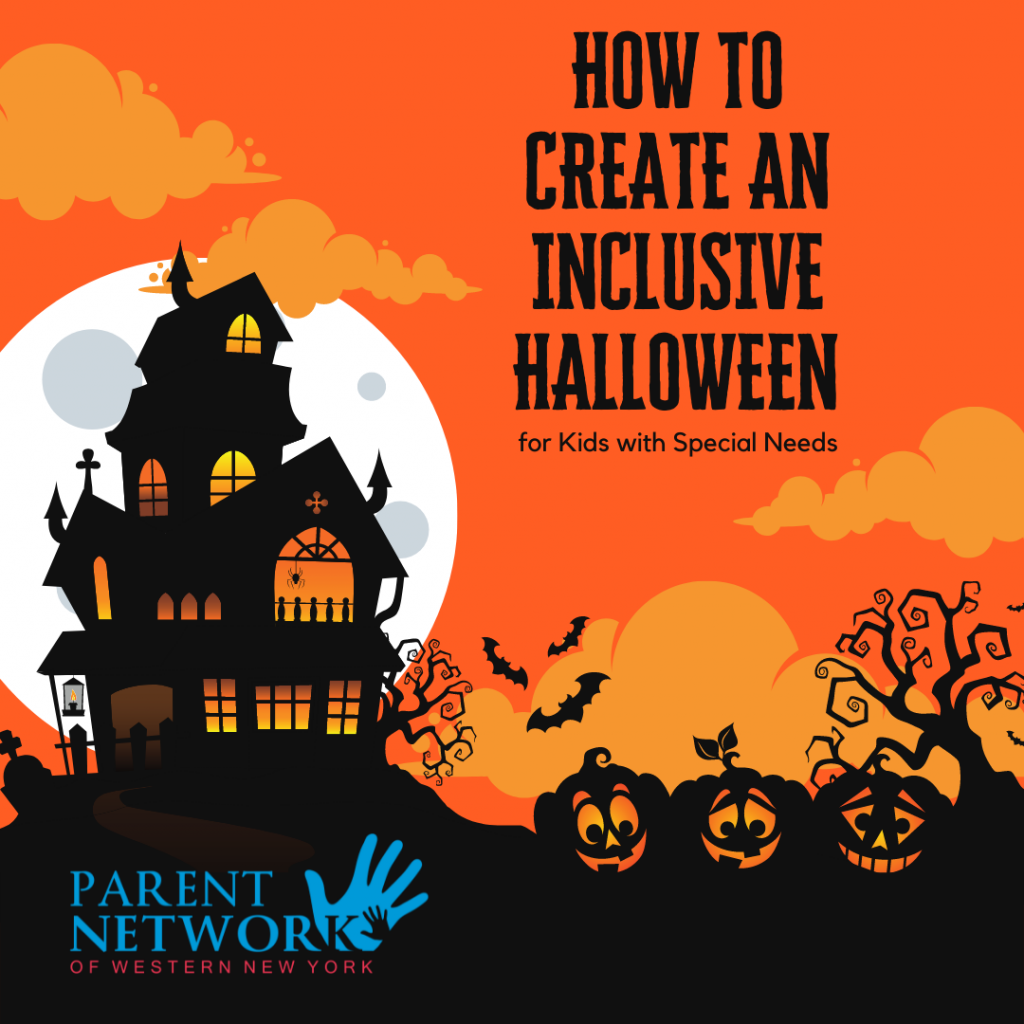 halloween image with haunted house and pumpkins