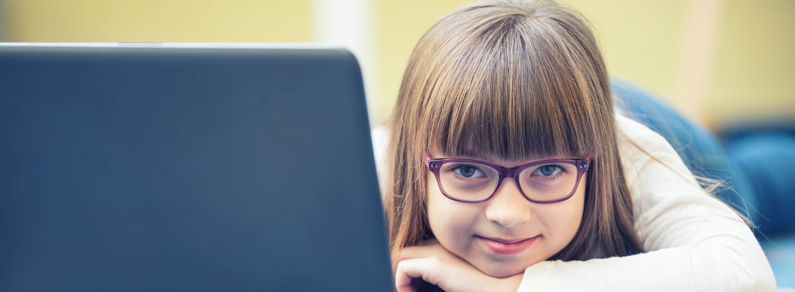 young girl on laptop